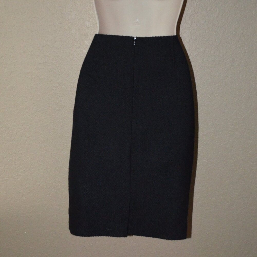 Sz 34 0 Escada Black Textured Patent Leather Trim Detail Skirt Blazer Suit Set - Picture 12 of 14
